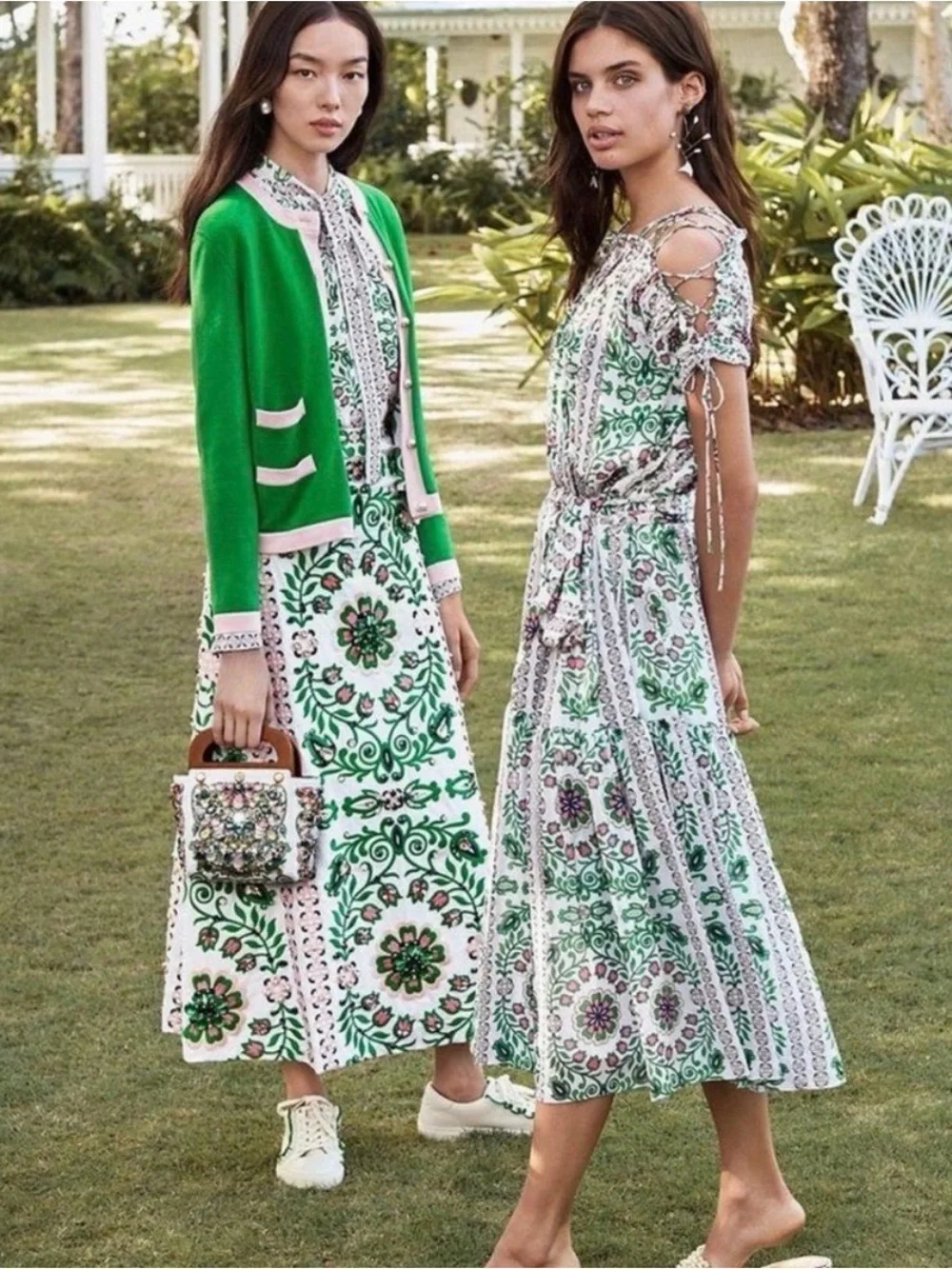 Tory Burch Off-Shoulder Grecian Silk Floral Maxi Dress